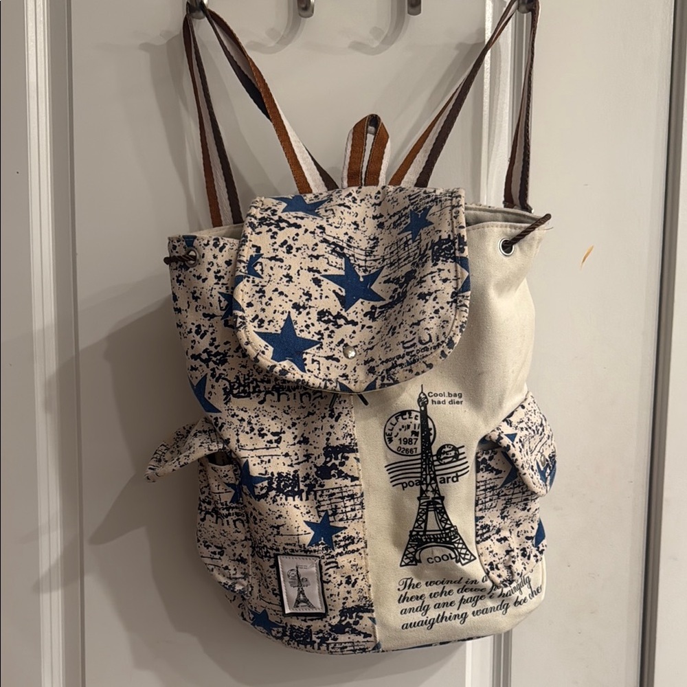 Cream and Blue Nautical Adventure Backpack